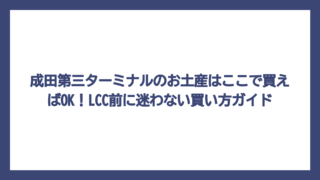 成田第三ターミナルのお土産はここで買えばOK！LCC前に迷わない買い方ガイド