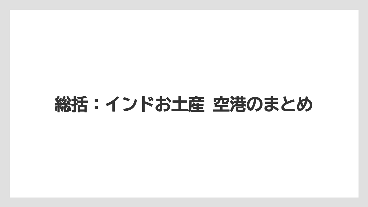 【エアライン】【フライト】【搭乗】総括：インドお土産 空港のまとめ