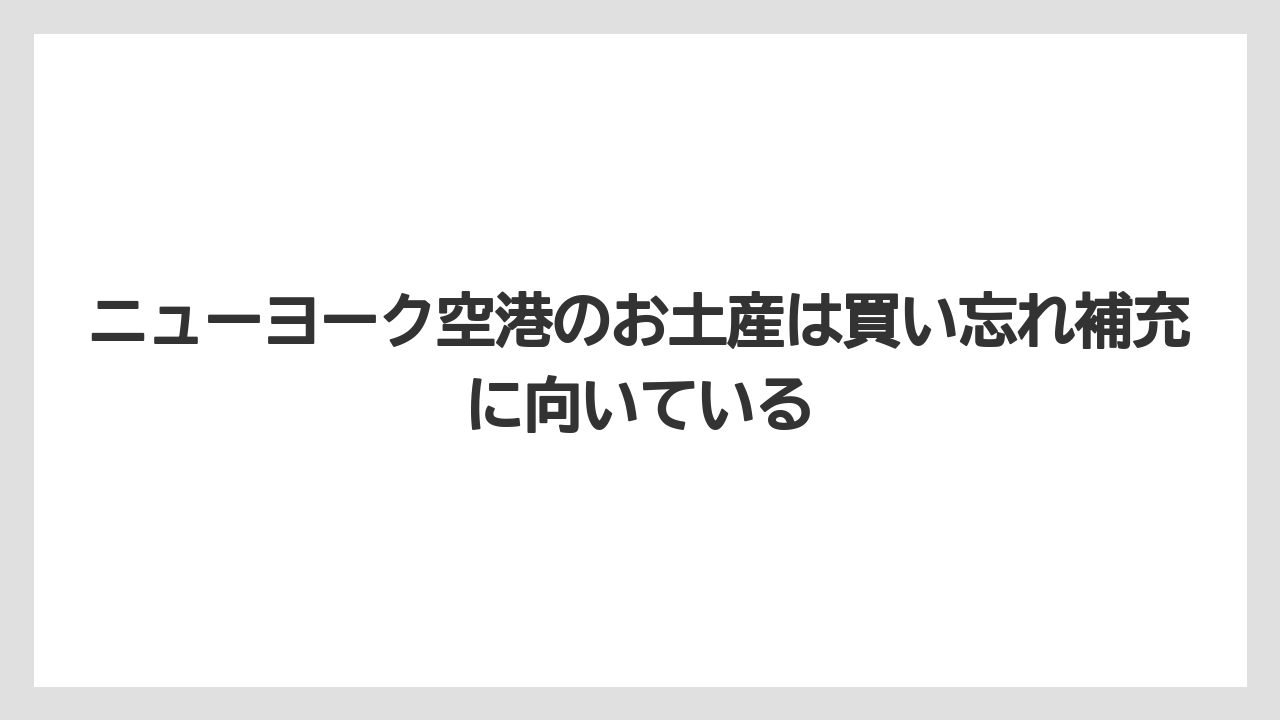 【エアライン】【フライト】【搭乗】ニューヨーク空港のお土産は買い忘れ補充に向いている