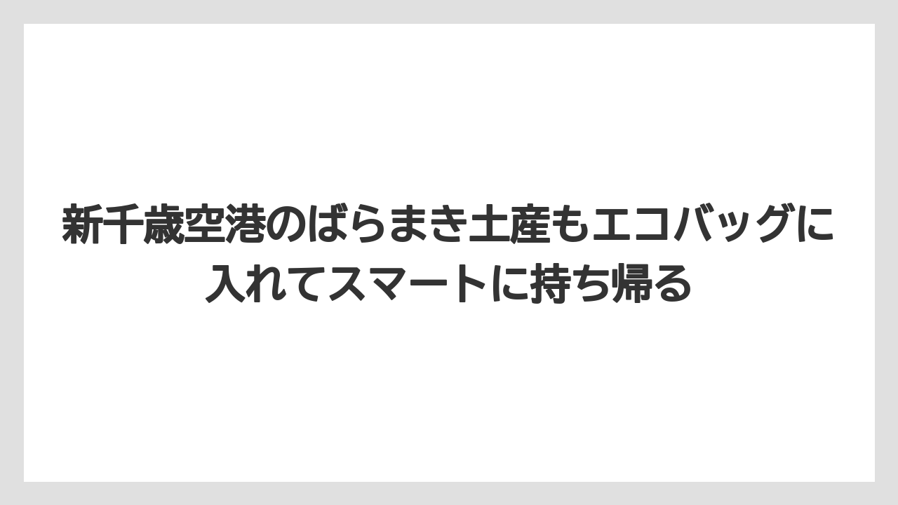 【エアライン】【フライト】【搭乗】新千歳空港のばらまき土産もエコバッグに入れてスマートに持ち帰る
