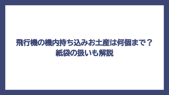 飛行機の機内持ち込みお土産は何個まで？紙袋の扱いも解説