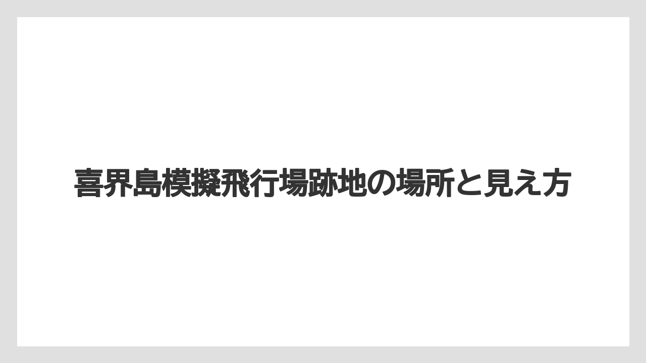【エアライン】【フライト】【搭乗】喜界島模擬飛行場跡地の場所と見え方